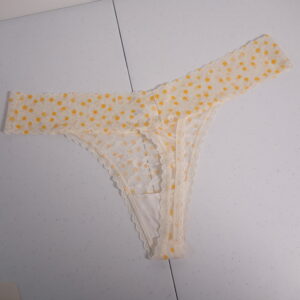 Sexy White and Yellow Lace Floral Thong + Photos