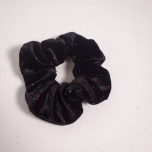 Black Velvet Glitter Scrunchie