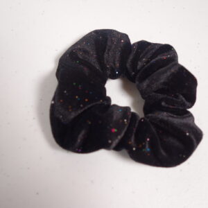 Black Velvet Glitter Scrunchie